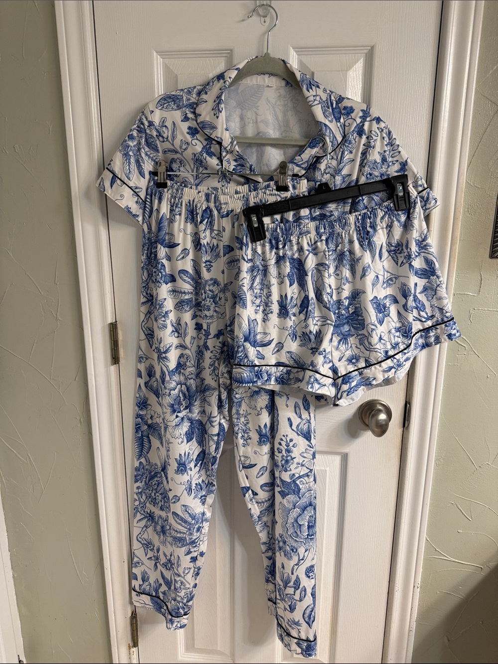 Women’s Blue Floral Pajama Set - Short & Long Options